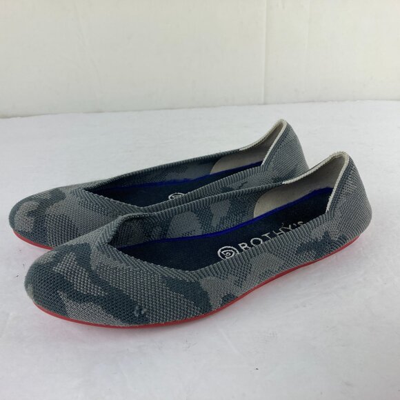 Rothys Ballet Flat Shoes Womens Sz 9 Gray Camo Slip On Comfort Designer Shoes - Picture 2 of 9